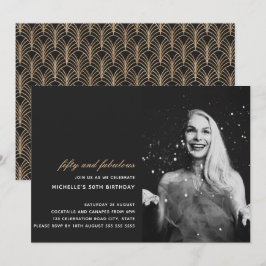 Black Guld 50 och Fabulous Art Deco Photo 50:e Inbjudningar
