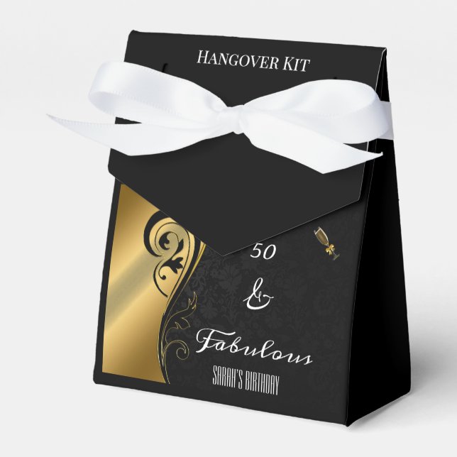 Black Guld 50 och Fabulous Birthday Hangover Kit Presentaskar (Framsidan Sidan)
