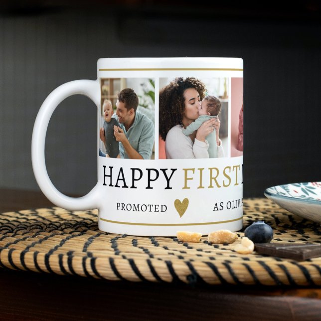 Black & Guld 5 Photo Collage Grandma Mors dag Kaffemugg (Skapare uppladdad)