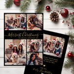 Black Guld 5 Photo Collage Merriest jul Julkort<br><div class="desc">Modern Elegant Calligraphy Simple Black and Guld 5 Photo Collage Merriest julskript-Helgdag Card. *** NOTERA: DESSA 8, 75-TUMSKORT ÄR STÖRRE ÄN GENOMSNITTET, DET ÄR NÄSTAN SÄKERT ATT POSTKOSTNADERNA KOMMER ATT VARA HÖGRE. OM DU FÖREGÅR STANDARD 5 X7-TUMS-STORLEKA VÄLJER DU MED STORLEKA KORT-KNAPPEN. Det som visas på skärm skrivs ut automatiskt....</div>