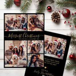Black Guld 5 Photo Collage Merriest jul Julkort