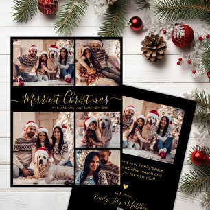Black Guld 5 Photo Collage Merriest jul Julkort