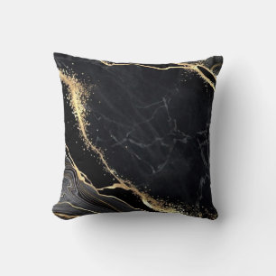Black Guld Abstrakt Marble Söt Elegant modern Kudde