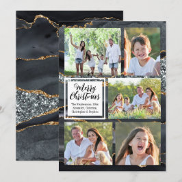 Black Guld Agate 5-Photo God jul Inbjudningar