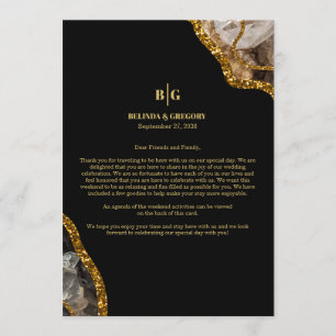 Black & Guld Agate Geode Bröllop Välkomsthisterary Program