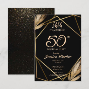 Black Guld Agate Surprise 50:e födelsedagen Inbjudningar