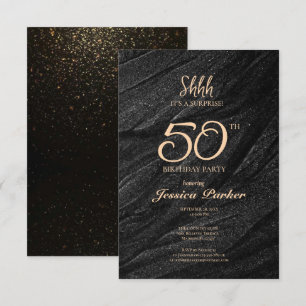 Black Guld Agate Surprise 50:e födelsedagen Inbjudningar