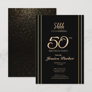 Black Guld Agate Surprise 50:e födelsedagen Inbjudningar