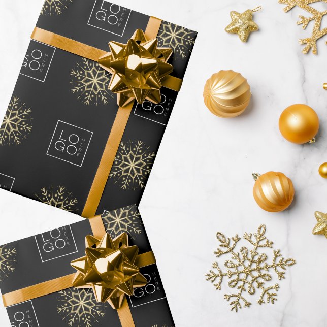 Black & Guld Anpassningsbar Business Logotyp Snowf Presentpapper (Skapare uppladdad)