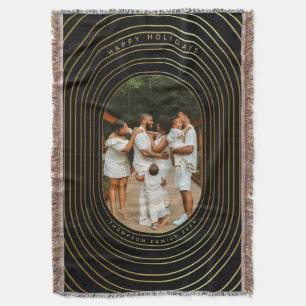 Black Guld Anpassningsbar Photo Family jul Filt