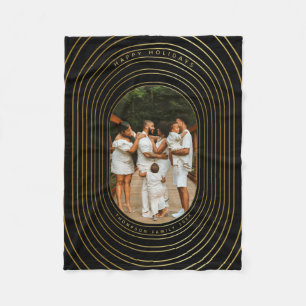 Black Guld Anpassningsbar Photo Family jul Fleecefilt