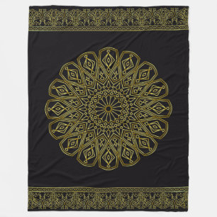 Black & Guld Arabesque Fleece Blanket
