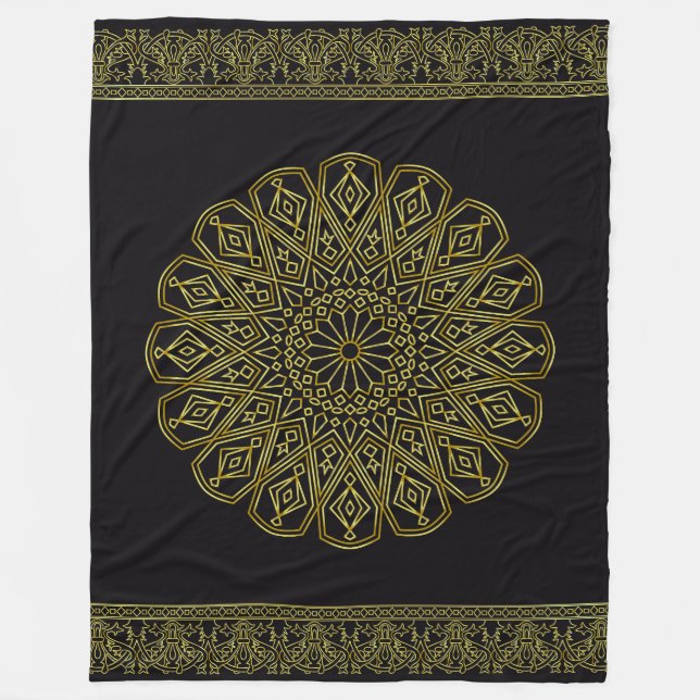Black & Guld Arabesque Fleece Blanket (Framsidan)