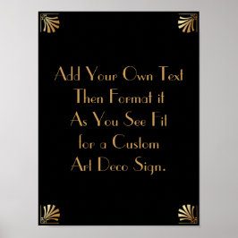 Black Guld Art Deco Anpassningsbar DIY Bröllop Sig Poster