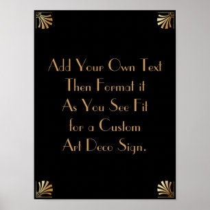Black Guld Art Deco Anpassningsbar DIY Bröllop Sig Poster