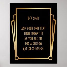 Black Guld Art Deco Anpassningsbar DIY Bröllop Sig Poster