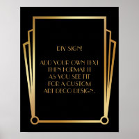 Black Guld Art Deco Anpassningsbar DIY Bröllop Sig