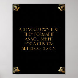 Black Guld Art Deco Anpassningsbar DIY Bröllop Sig Poster