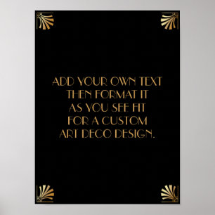 Black Guld Art Deco Anpassningsbar DIY Bröllop Sig Poster