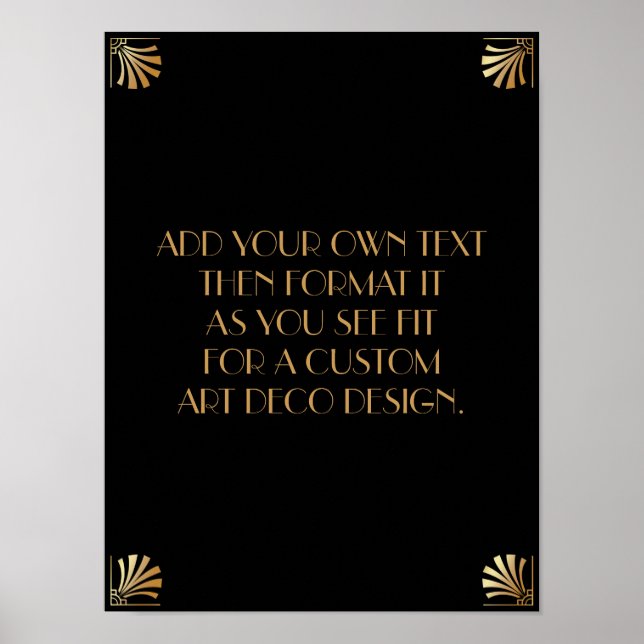 Black Guld Art Deco Anpassningsbar DIY Bröllop Sig Poster (Framsidan)