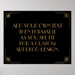 Black Guld Art Deco Anpassningsbar DIY Bröllop Sig Poster