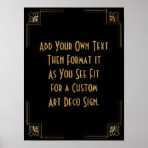 Black Guld Art Deco Anpassningsbar DIY Bröllop Sig