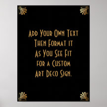 Black Guld Art Deco Anpassningsbar DIY Bröllop Sig
