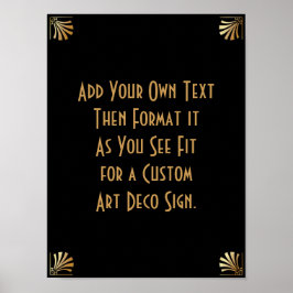 Black Guld Art Deco Anpassningsbar DIY Bröllop Sig Poster