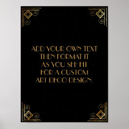 Black Guld Art Deco Anpassningsbar DIY Bröllop Sig Poster