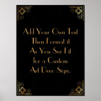 Black Guld Art Deco Anpassningsbar DIY Bröllop Sig