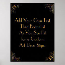 Black Guld Art Deco Anpassningsbar DIY Bröllop Sig Poster