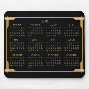 Black Guld Art Deco Calendar 2016 Mouse Pad Musmatta