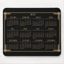 Black Guld Art Deco Calendar 2017 Mouse Pad