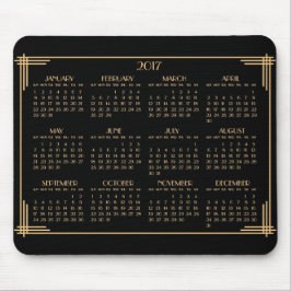 Black Guld Art Deco Calendar 2017 Mouse Pad Musmatta