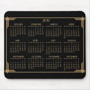 Black Guld Art Deco Calendar 2017 Mouse Pad Musmatta