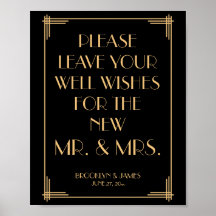 Black Guld Art Deco Gatsby Guestbook Sign 8x10