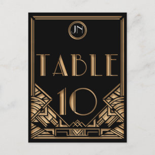 Black Guld Art Deco Gatsby Stil Bordsnummer 10