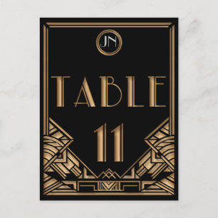 Black Guld Art Deco Gatsby Stil Bordsnummer 11