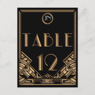 Black Guld Art Deco Gatsby Stil Bordsnummer 12