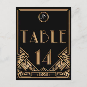 Black Guld Art Deco Gatsby Stil Bordsnummer 14