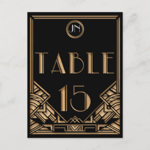 Black Guld Art Deco Gatsby Stil Bordsnummer 15