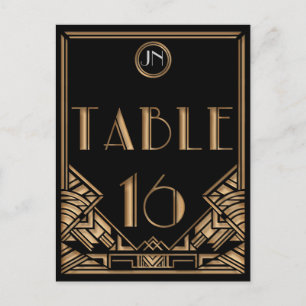 Black Guld Art Deco Gatsby Stil Bordsnummer 16