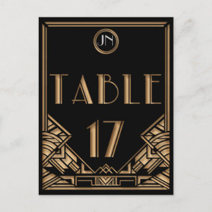 Black Guld Art Deco Gatsby Stil Bordsnummer 17