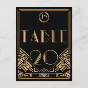 Black Guld Art Deco Gatsby Stil Bordsnummer 20