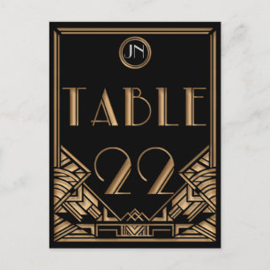 Black Guld Art Deco Gatsby Stil Bordsnummer 22