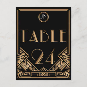 Black Guld Art Deco Gatsby Stil Bordsnummer 24
