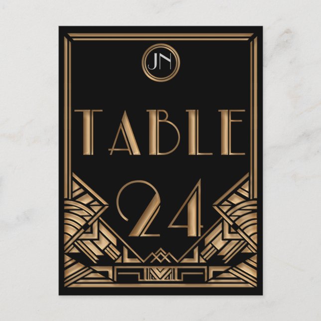Black Guld Art Deco Gatsby Stil Bordsnummer 24 (Framsida)