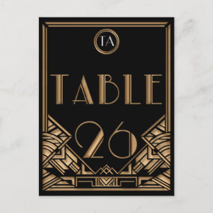 Black Guld Art Deco Gatsby Stil Bordsnummer 26