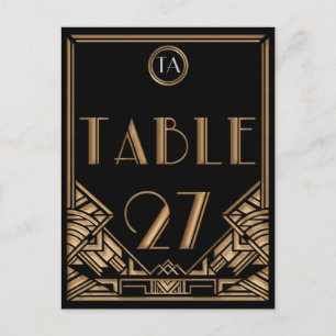 Black Guld Art Deco Gatsby Stil Bordsnummer 27