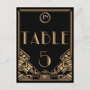 Black Guld Art Deco Gatsby Stil Bordsnummer 5